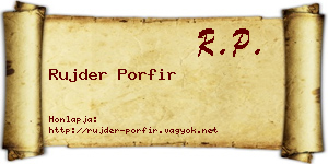 Rujder Porfir névjegykártya